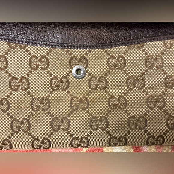 GUCCI Unisex Vintage GG Monogram Brown Leather/Canvas Long Continental Wallet - Picture 9 of 16